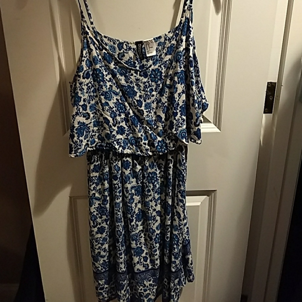 Hm blue and white spaghetti strap dress